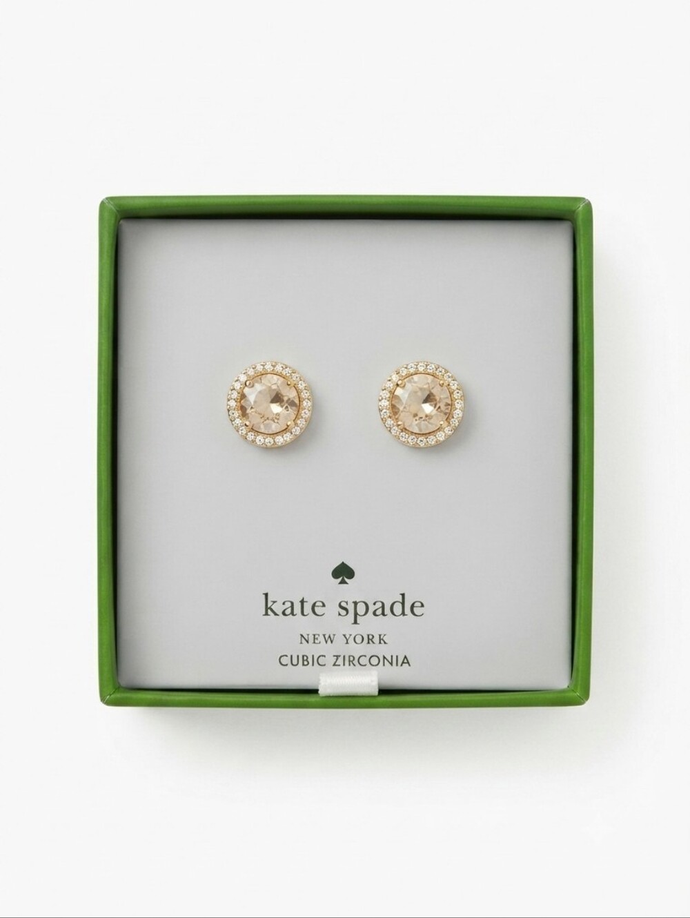 Kate Spade New York Cubic Zirconia Stud Earrings Gold Tone Round Crystal